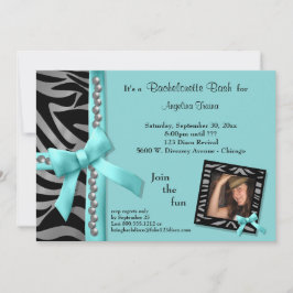 Aquamariner Bogen mit silbernen Perlen und Einladung