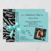 Aquamariner Bogen mit silbernen Perlen und Einladung (Vorne/Hinten)