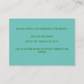 Aquamariner botanischer Blume Visitenkarte (Rückseite)