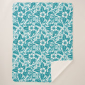Aquamariner botanischer Sherpa-Blanket Sherpadecke (Vorderseite)