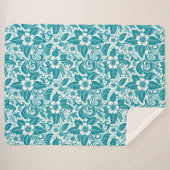 Aquamariner botanischer Sherpa-Blanket Sherpadecke (Vorderseite (Horizontal))