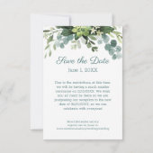 Aquamariner Bouquet-Empfang - 3x5 Save the Date RSVP Karte (Rückseite)