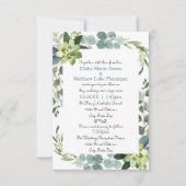 Aquamariner Bouquet-Rahmen - 3x5 Hochzeit/Empfang Einladung (Vorderseite)