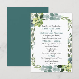 Aquamariner Bouquet-Rahmen - 3x5 Hochzeit/Empfang  Einladung