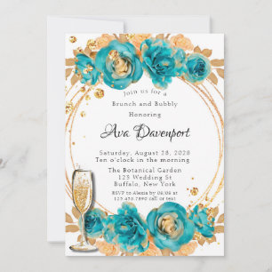Aquamariner Brunch mit geometrischer Geometrie und Einladung
