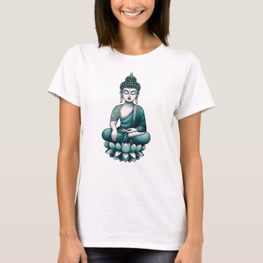 Aquamariner Buddha in einer Lotus-Pose T-Shirt (Vorderseite)