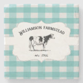 Aquamariner Buffalo-Untersetzer für Karierte landw Steinuntersetzer (Vorderseite)