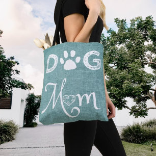 Aquamariner Burlap Hund Mama Tote Bag Tasche