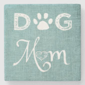 Aquamariner Burlap Hund Mama Untersetzer (Vorderseite)