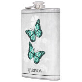 Aquamariner Butterfly-Flor Flachmann (Links)
