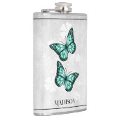 Aquamariner Butterfly-Flor Flachmann (Rechts)