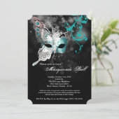 Aquamariner Butterfly Masquerade Maskenkostüm Hall Einladung (Stehend Vorderseite)