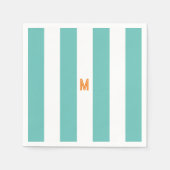 Aquamariner Cabana-Streifen und Personalisierte Or Serviette (Vorderseite)