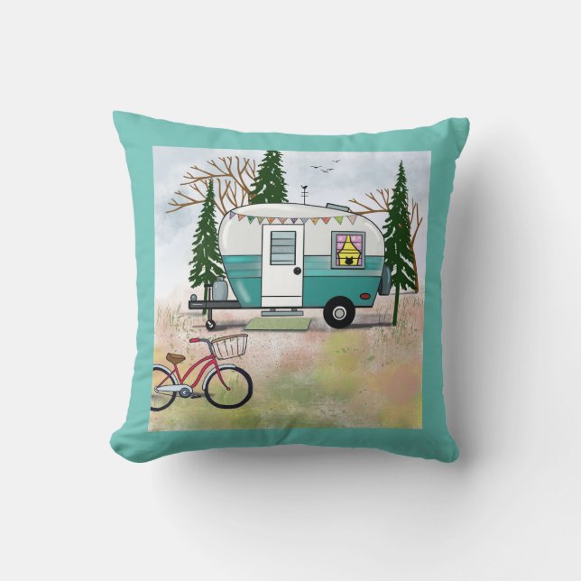 Aquamariner Camper Kissen (Vorderseite)