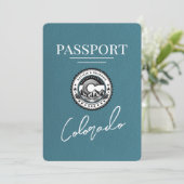Aquamariner Colorado Passport Save the Date (Stehend Vorderseite)