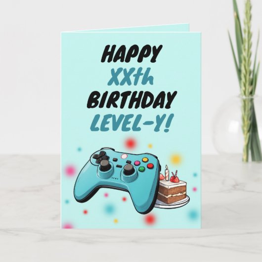 Aquamariner Controller Gamer Geburtstag Karte (Vorderseite)