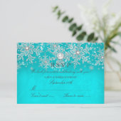 Aquamariner Crystal Pearl Snowflake Silver Winter RSVP Karte (Stehend Vorderseite)