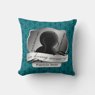 Aquamariner Damask "In Love Memory" in Memoriam Kissen
