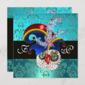 AQUAMARINER DAMASK ,JEWEL OWL ,ELF HAT,DIAMOND FEA EINLADUNG (Vorne/Hinten)