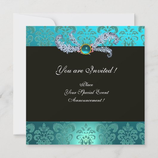 AQUAMARINER DAMASK ,JEWEL OWL ,ELF HAT,DIAMOND FEA EINLADUNG (Rückseite)