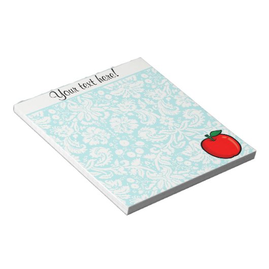 Aquamariner Damask Muster-Apple Notizblock (angewinkelt)