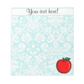 Aquamariner Damask Muster-Apple Notizblock (Vorderseite)