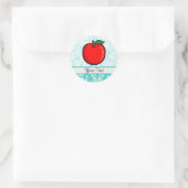 Aquamariner Damask Muster-Apple Runder Aufkleber (Tasche)