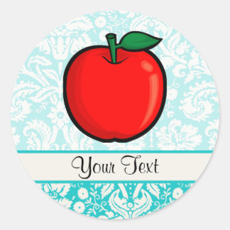 Aquamariner Damask Muster-Apple Runder Aufkleber