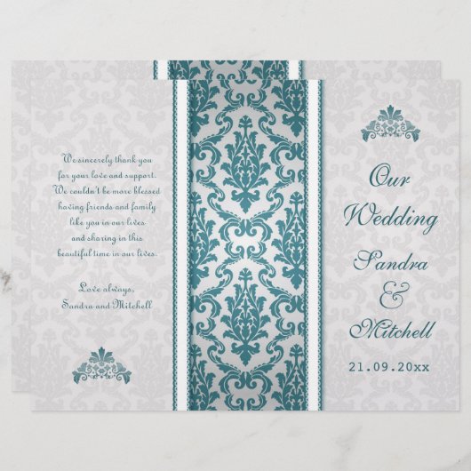 Aquamariner Damast auf Silberhochzeit (Vorne/Hinten)