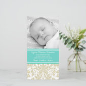 Aquamariner Damast danken Ihnen Dankeskarte (Stehend Vorderseite)