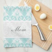 Aquamariner Damast-kundenspezifische Geschirrtuch (Viertel Falte)