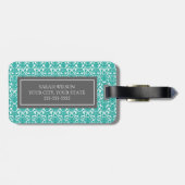 Aquamariner Damast-kundenspezifischer Gepäckanhänger (Rückseite horizontal)
