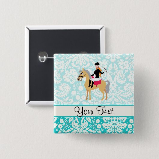 Aquamariner Damast-Reiter Button (Vorne & Hinten)