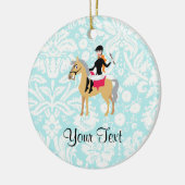 Aquamariner Damast-Reiter Keramikornament (Links)