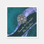 Aquamariner Damast und Kristall aus Kristall Serviette (Vorderseite)