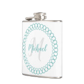 Aquamariner dekorativer Circle Monogram Flask Flachmann (Links)