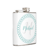 Aquamariner dekorativer Circle Monogram Flask Flachmann (Rechts)