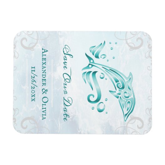 Aquamariner Delphin speichert das Datumsfenster Magnet (Horizontal)