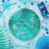 Aquamariner Disco-Ball und Heels-60. Geburtstag Pappteller (Party)