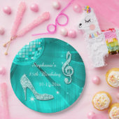Aquamariner Disco-Ball und Heels-85. Geburtstag Pappteller (Party)