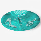 Aquamariner Disco-Ball und Heels-Bonbon 16 Pappteller (Schrägansicht)