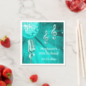 Aquamariner Disco-Ball und Retro-Mikrofon 25. Gebu Serviette (Beispiel)