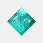 Aquamariner Disco-Ball und Retro-Mikrofon 25. Gebu Serviette (Ecke)