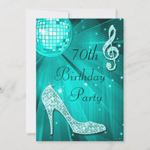 Aquamariner Disco-Ball-und Schein-Heels-70. Einladung