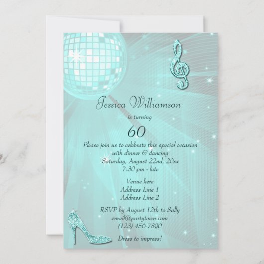 Aquamariner Diskothek Ball und Sparkle Heelse 60.  Einladung (Rückseite)