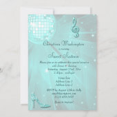 Aquamariner Diskothek Ball und Sparkle Heelse Swee Einladung (Rückseite)