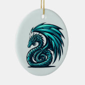 Aquamariner Drache Keramik Ornament (Rechts)