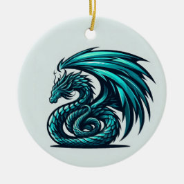 Aquamariner Drache Keramik Ornament