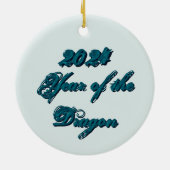 Aquamariner Drache Keramik Ornament (Hinten)