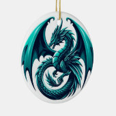 Aquamariner Drache Keramik Ornament (Rechts)
